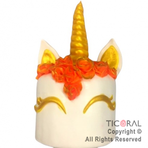 ADORNO TORTA UNICORNIO FLORES DE COLORES A.PORC FRIA x 1